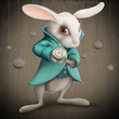 white rabbit with clock