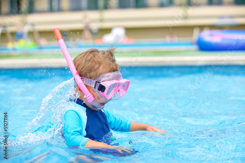 Photo: Boy wearing a mask for diving Boy wearing a mask for diving
