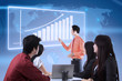 Business presentation with touchscreen chart