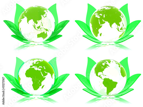 Illustration: Grüne Erde Konzept 3D, Alle Kontinente Grüne Erde Konzept 3D, Alle Kontinente