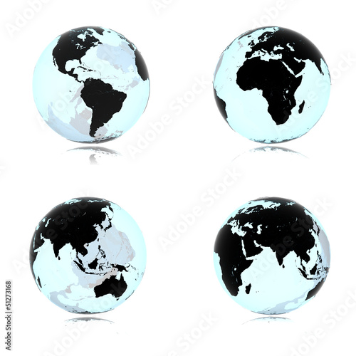 Illustration: Planet Erde aus Glas 3D Ale Kontinente Planet Erde aus Glas 3D Ale Kontinente