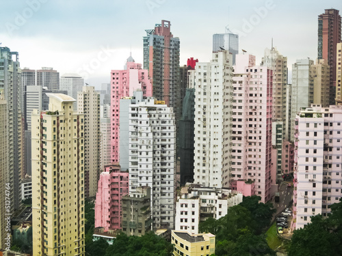 Photo: Skycrapers pink and white in Hong Kong Skycrapers pink and white in Hong Kong