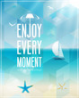 Seaside view poster. Vector background.