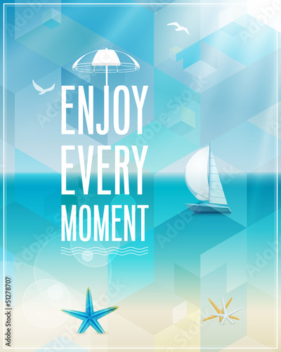 Vector: Seaside view poster. Vector background. Seaside view poster. Vector background.