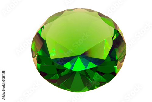 Photo: green emerald stone on a white background green emerald stone on a white background