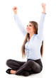 Business woman with arms up