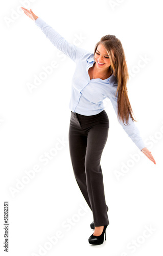 Photo: Business woman trying to fly Business woman trying to fly