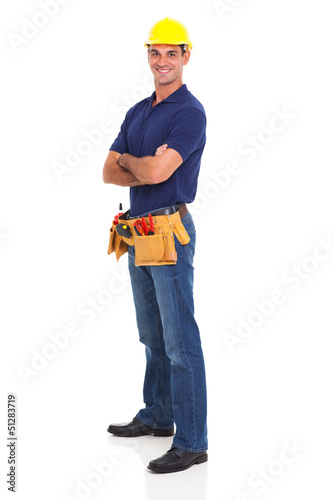 Photo: portrait of happy handyman portrait of happy handyman