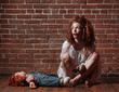 Photo: Horror Themed Image With Bleeding Freightened Woman Horror Themed Image With Bleeding Freightened Woman