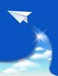 Paper airplane and clouds sky