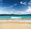 White sand beach and blue sky