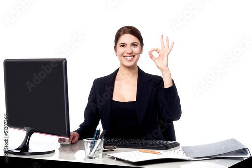 Photo: Business is great. Cheerful corporate woman. Business is great. Cheerful corporate woman.