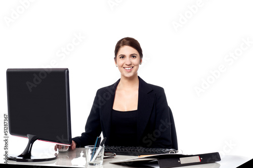 Photo: Pretty businesswoman at work Pretty businesswoman at work