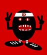 funny egg man with peace sign
