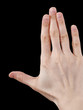 White hand on black