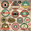 Collection of retro car labels, badges and icons