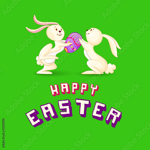 Vector: vector illustration of Easter bunny presenting colorful egg vector illustration of Easter bunny presenting colorful egg