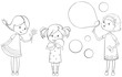 Set of outline girls