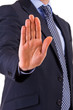 Businessman indicating stop with his hand.