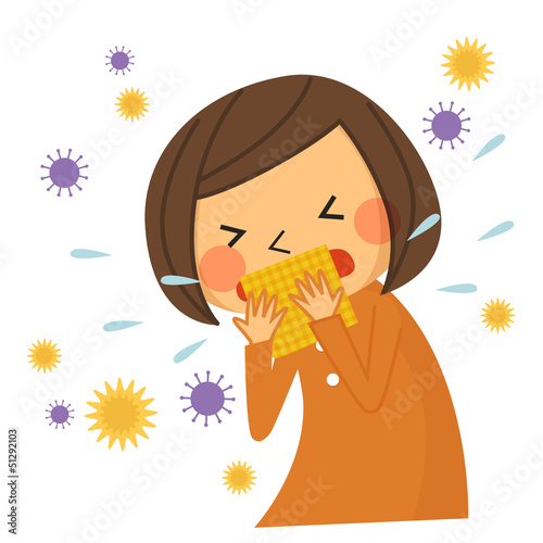 Illustration: 咳・くしゃみをする子供 咳・くしゃみをする子供