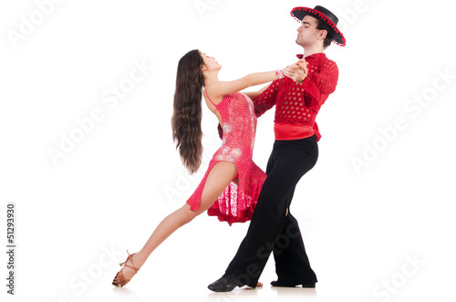 Photo: Pair of dancers isolated on the white Pair of dancers isolated on the white