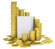 Cube inside a stack of gold coins