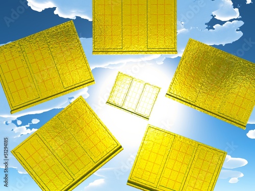 Illustration: Golden windows of opportunity overlooking dramatic sky Golden windows of opportunity overlooking dramatic sky