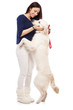 Beautiful young woman with a dog