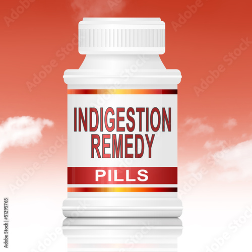 Illustration: Indigestion concept. Indigestion concept.