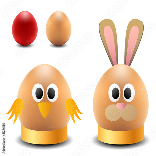 Vector: Egg rabbit and chicken for Easter Egg rabbit and chicken for Easter
