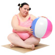 Funny woman with beach ball.
