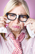 Cry baby businesswoman crying a waterfall of tears