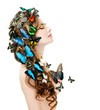 Photo: Beautiful Young Woman with Butterflies, Beautiful Young Woman with Butterflies,