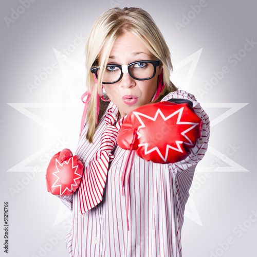 Photo: Dangerous female worker punching with great force Dangerous female worker punching with great force