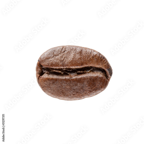 Photo: Single coffee bean isolated on white Single coffee bean isolated on white