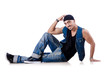 Dancer dancing on the white