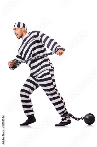 Photo: Convict criminal in striped uniform Convict criminal in striped uniform