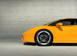Yellow 3d concept sport car in a grungy cement scene