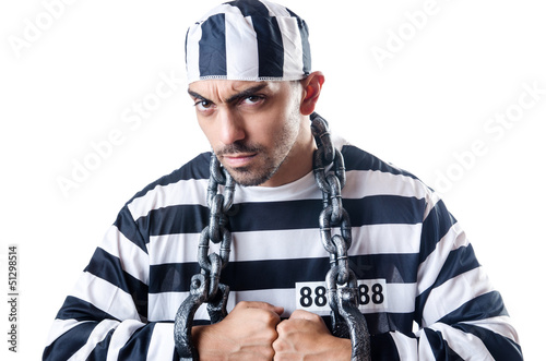 Photo: Convict criminal in striped uniform Convict criminal in striped uniform