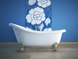 Illustration: badewanne mit blauer fliesen wand badewanne mit blauer fliesen wand