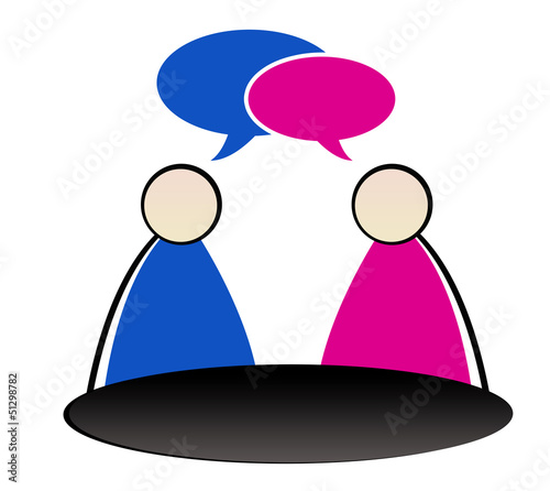Illustration: coaching - couple homme et femme discutant coaching - couple homme et femme discutant