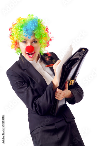 Photo: Woman clown in business suit Woman clown in business suit