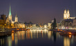 The skyline of Zurich at night