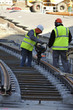 chantier pose de rails d un tramway.