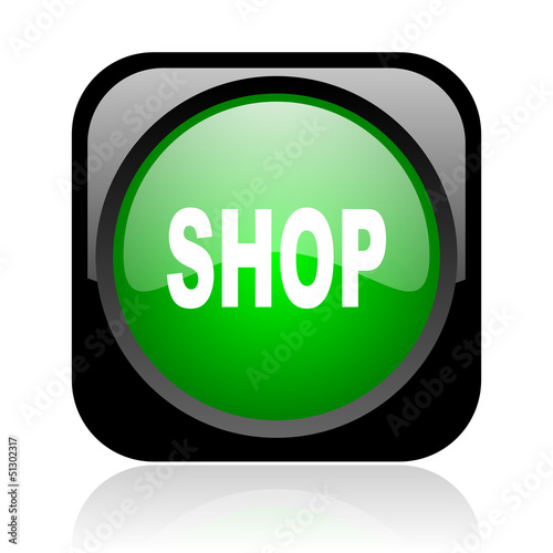 Illustration: shop black and green square web glossy icon shop black and green square web glossy icon