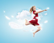Young girl floating