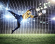 Goalkeeper catches the ball