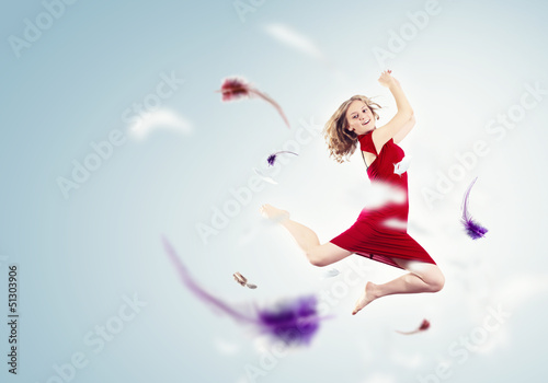 Photo: Young girl floating Young girl floating
