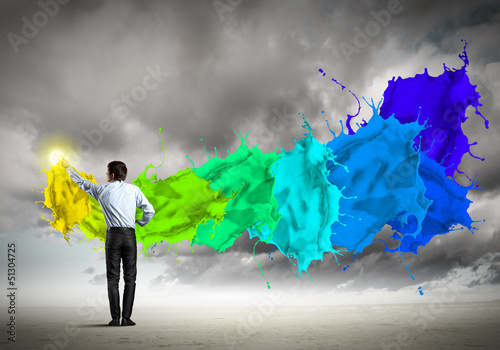Photo: Man painting splashes Man painting splashes