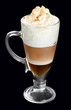 Latte, coffee isolated on black